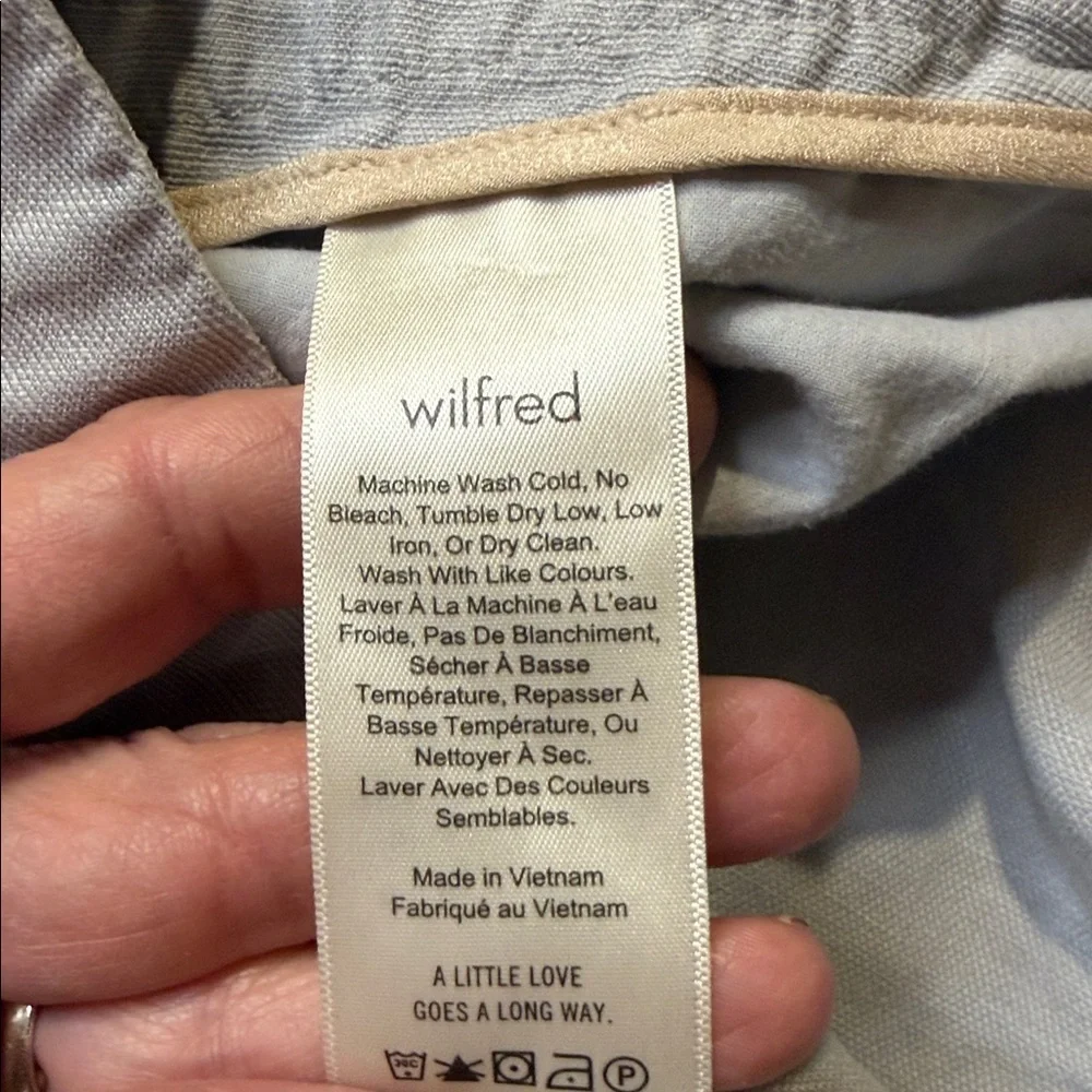 Wilfred Light Gray Drawstring Crop Joggers Linen Blend Size 4. Pockets